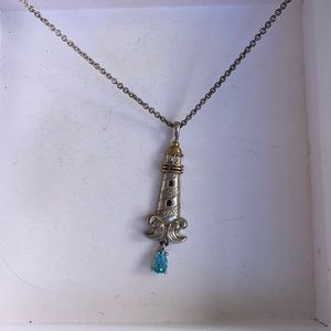 Lighthouse necklace with blue stone